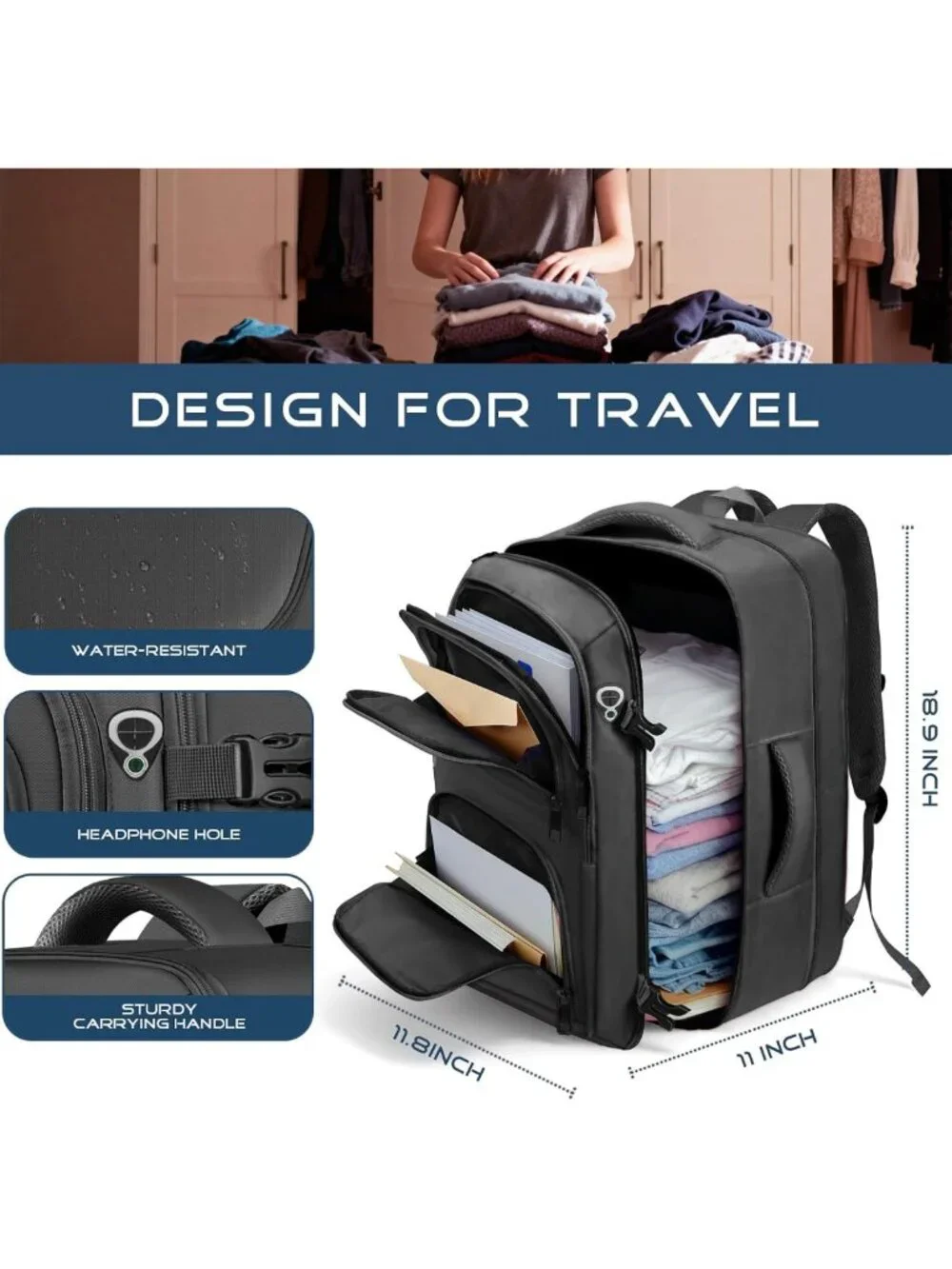 TSA-Approved Travel Backpack for Men, Stylish Carry-On Bag for Flights